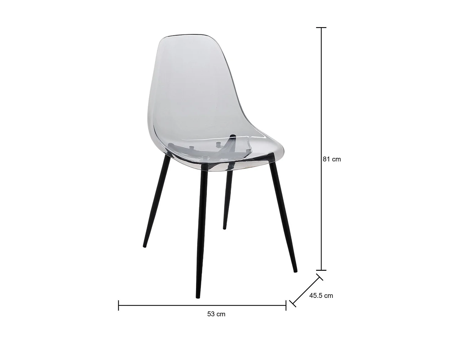 Ensemble de 6 chaises Dabdalhad, fauteuil PET, Chaise de salle à manger ergonomique, Siège de réunion, 53x46h81 cm, Fumée