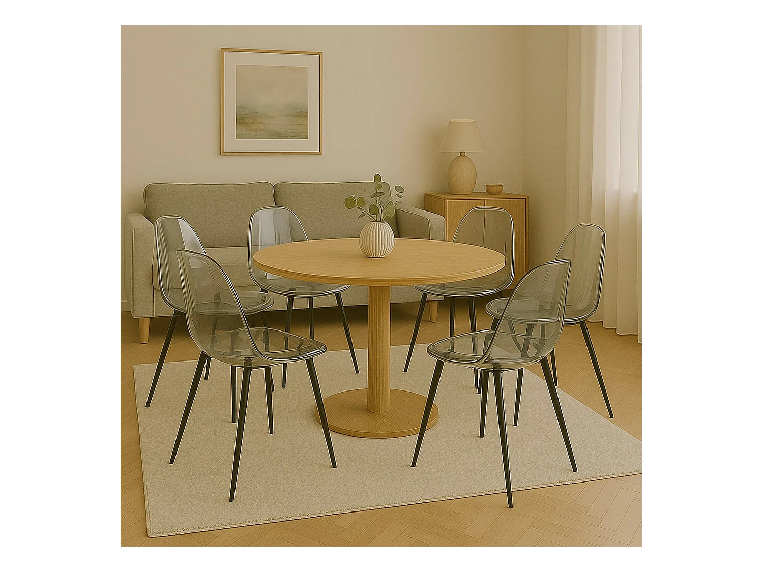 Ensemble de 6 chaises Dabdalhad, fauteuil PET, Chaise de salle à manger ergonomique, Siège de réunion, 53x46h81 cm, Fumée