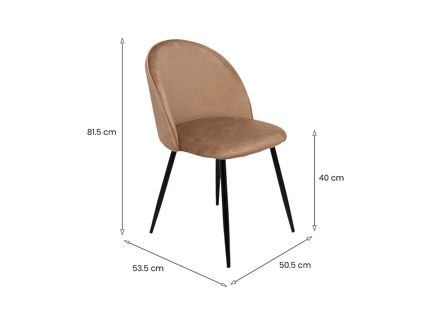 Ensemble de 6 chaises Dabruzzes, Fauteuil recouvert de velours, Chaise de salle à manger rembourrée, Siège de réunion, 51x54h82 cm, Sable