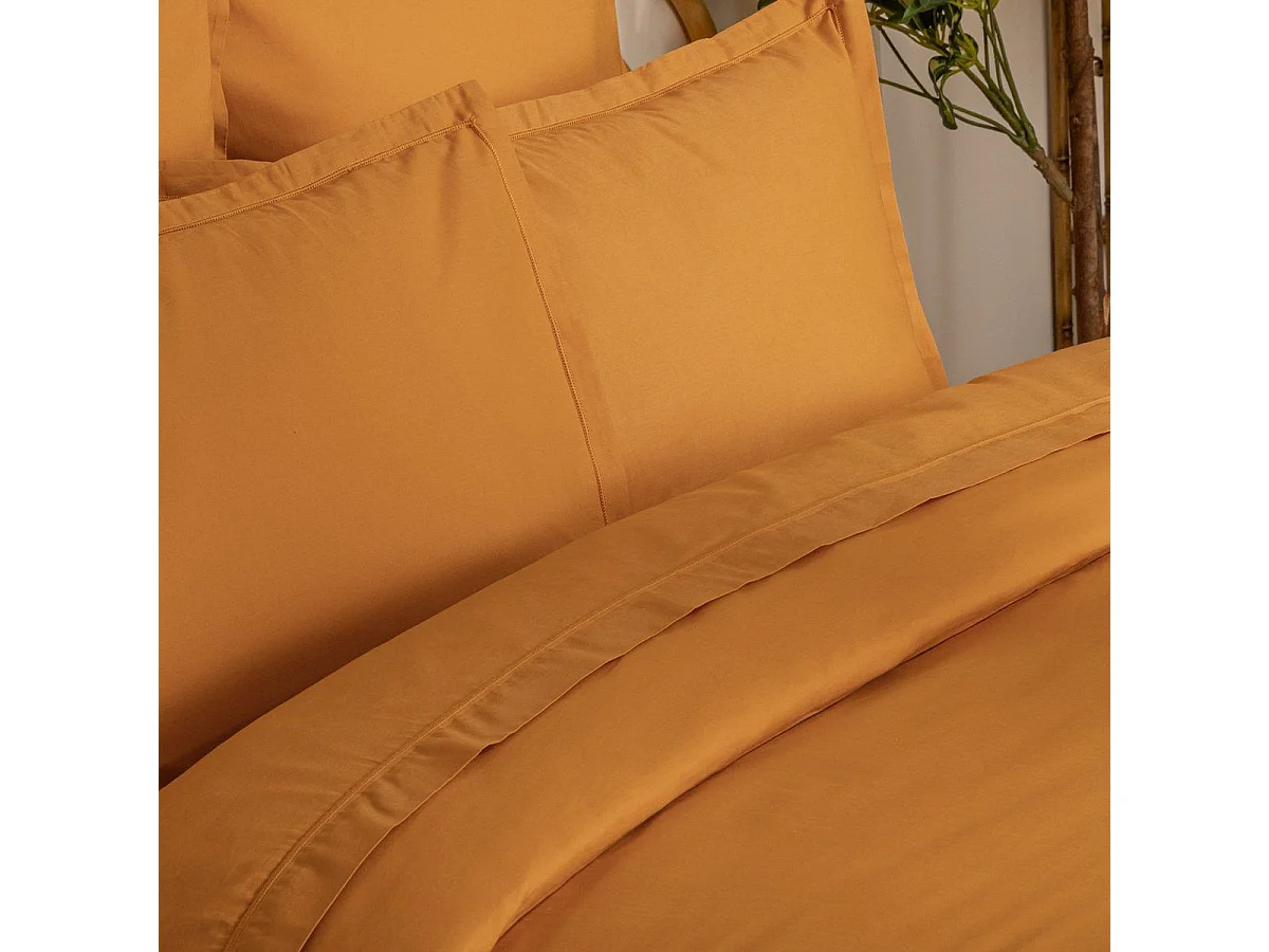 Housse de couette 2 Personnes en Coton Jaune cumin 240 x 220 cm