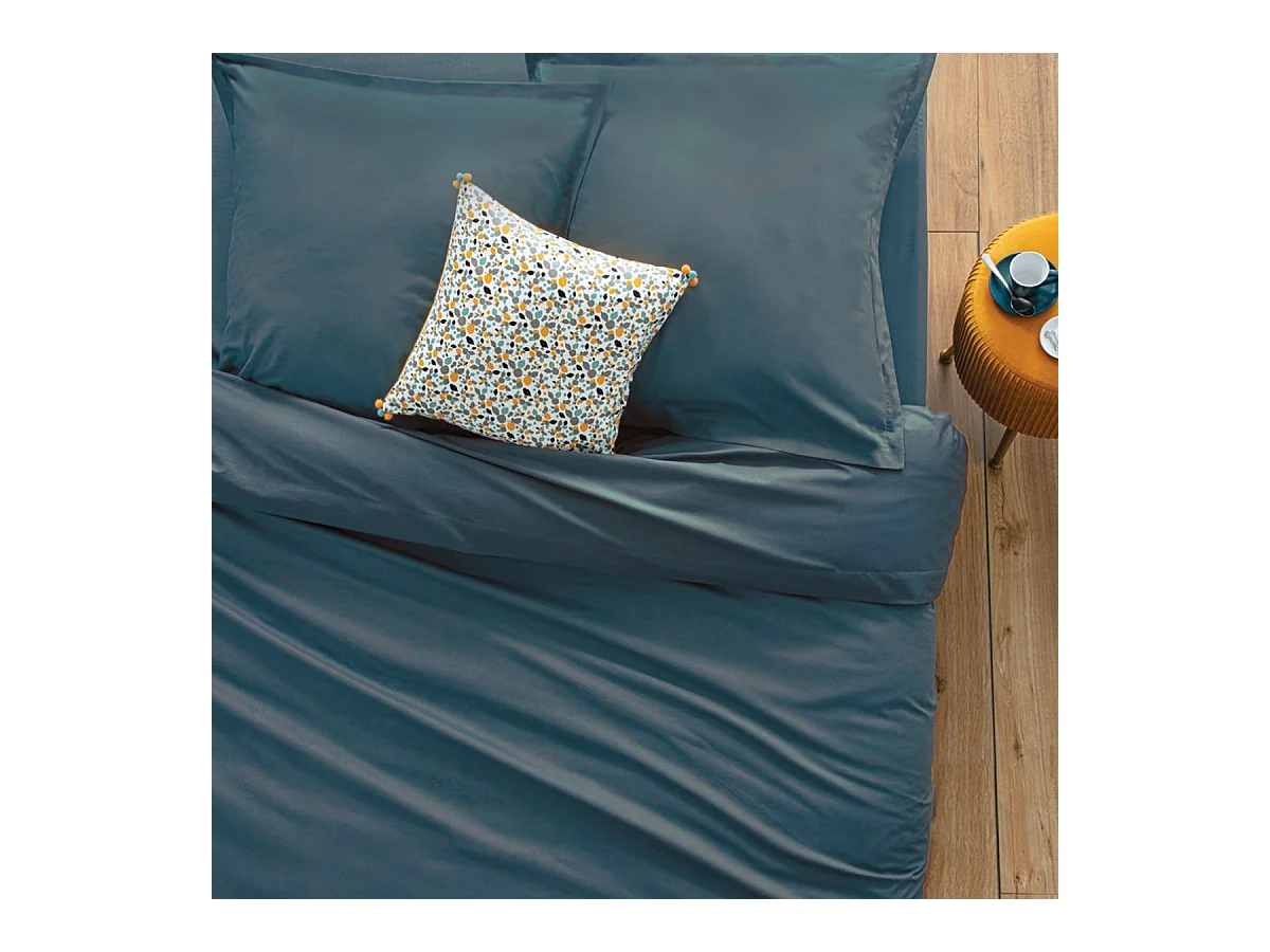 Housse de couette 2 Personnes en Coton  Bleu Orage 240 x 220 cm