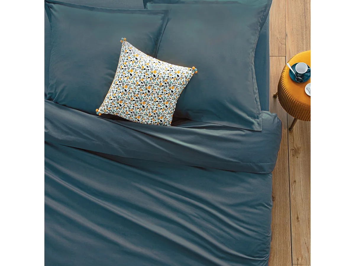 Housse de couette 2 Personnes en Coton  Bleu Orage 240 x 220 cm