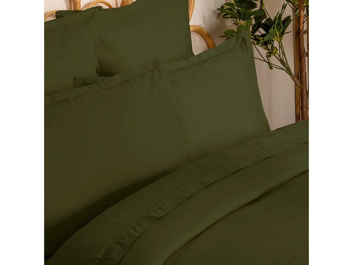 Housse de couette 2 Personnes en Coton Vert Kaki 240 x 220 cm