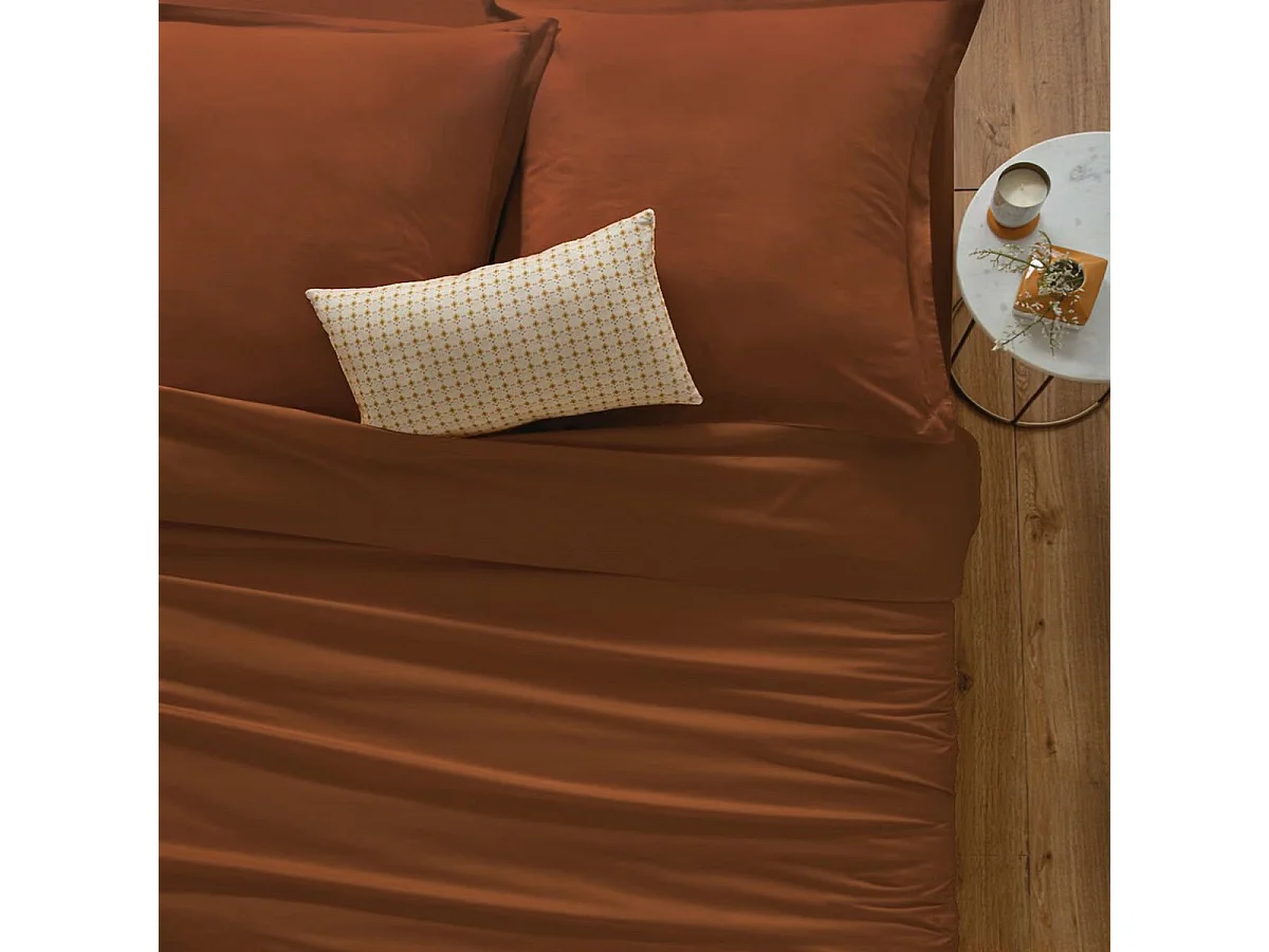 Housse de couette 2 Personnes en Coton Terracotta 240 x 220 cm