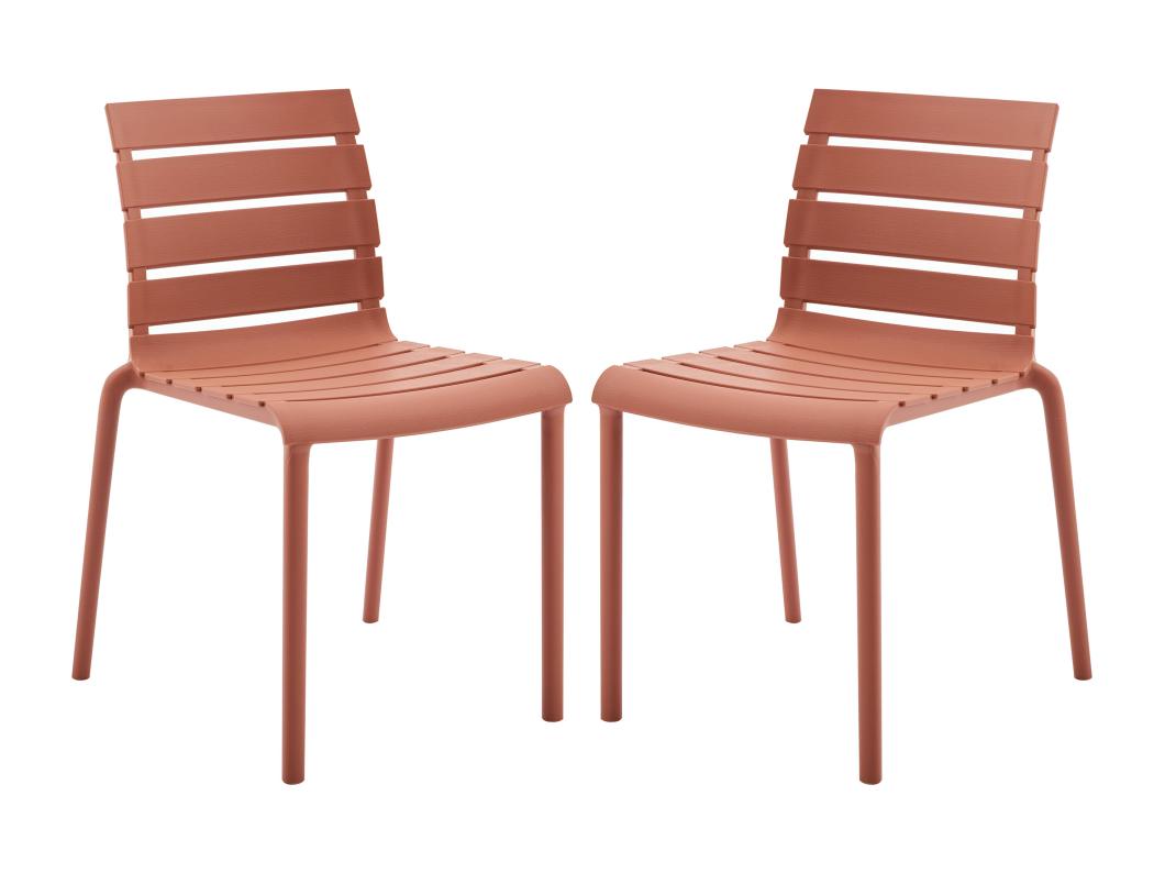 Gartenstuhl stapelbar 2er-Set - Polypropylen - Terracotta - PANDJI von MYLIA