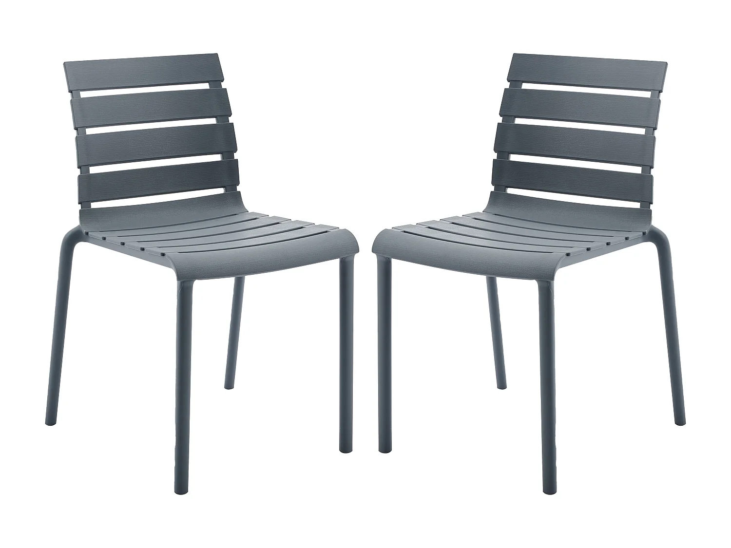 Set med 2 stapelbara trädgårdsstolar i polypropylen - Antracit - PANDJI från MYLIA