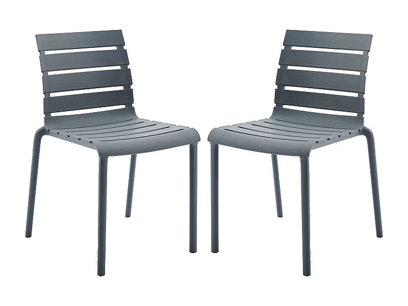 Set med 2 stapelbara trädgårdsstolar i polypropylen - Antracit - PANDJI från MYLIA