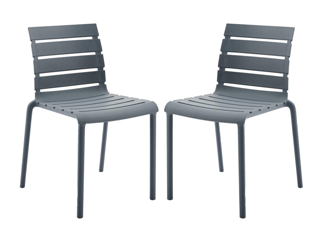 Lot de 2 chaises de jardin empilables en polypropylène - Anthracite - PANDJI de MYLIA