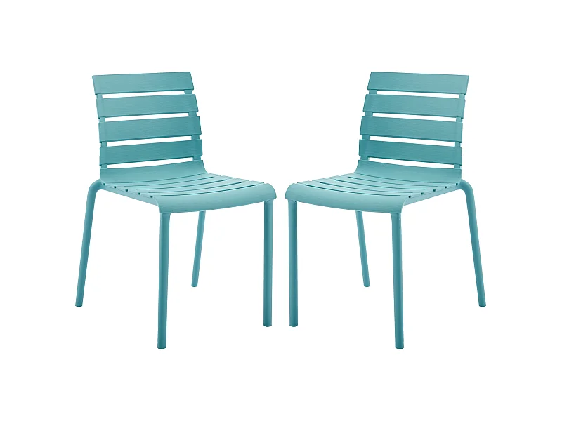 Conjunto de 2 sillas de jardín apilables de polipropileno - Azul cielo - PANDJI de MYLIA