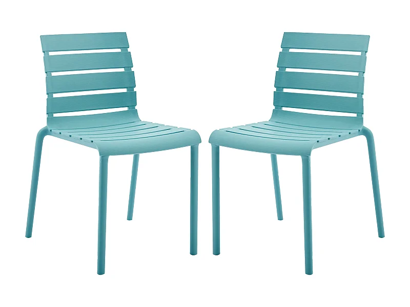 Lot de 2 chaises de jardin empilables en polypropylène - Bleu ciel - PANDJI de MYLIA
