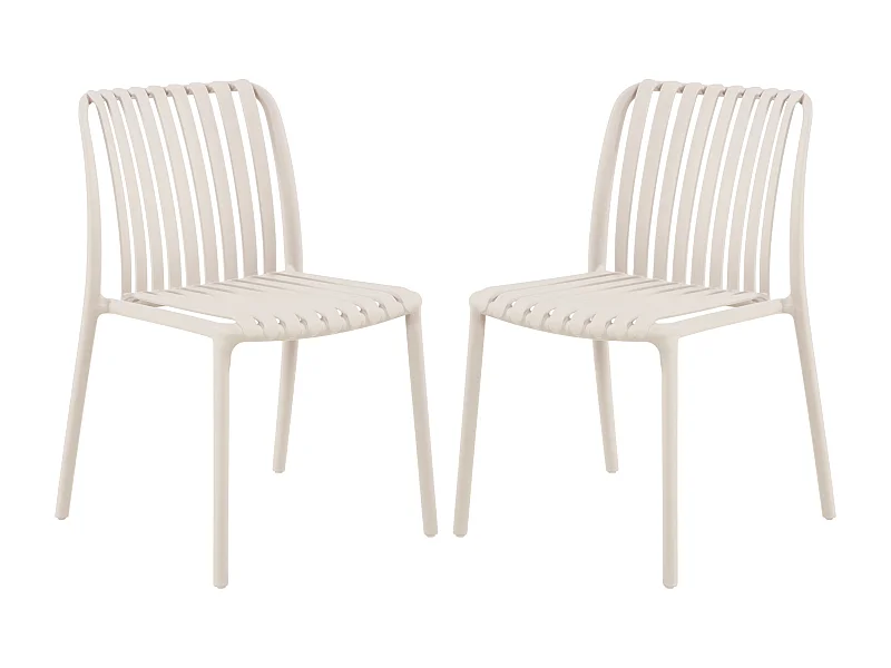 Lot de 2 chaises de jardin empilables en polypropylène - Beige - SESEH de MYLIA