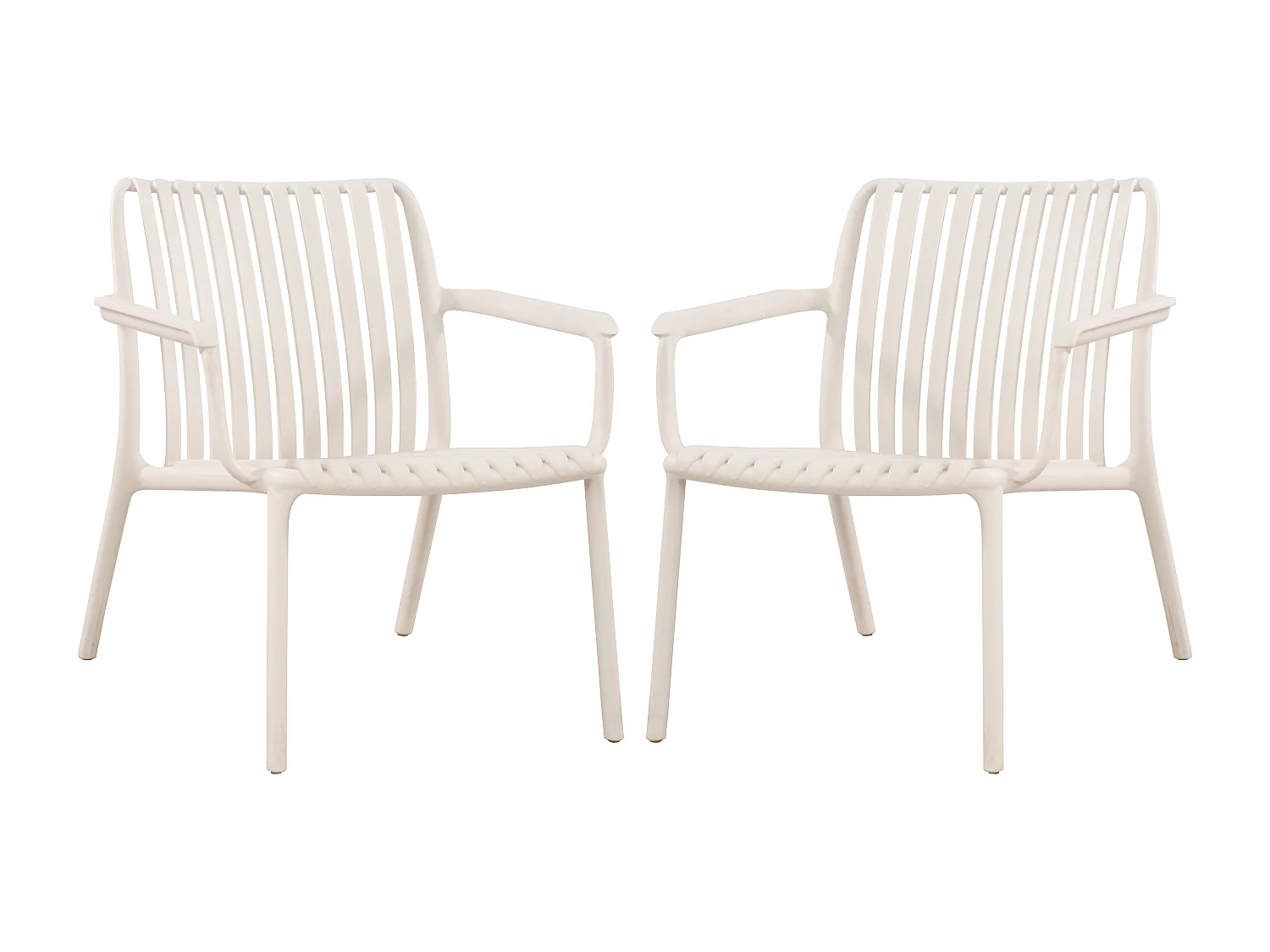 Lot de 2 fauteuils bas de jardin empilables en polypropylène - Beige - SESEH de MYLIA