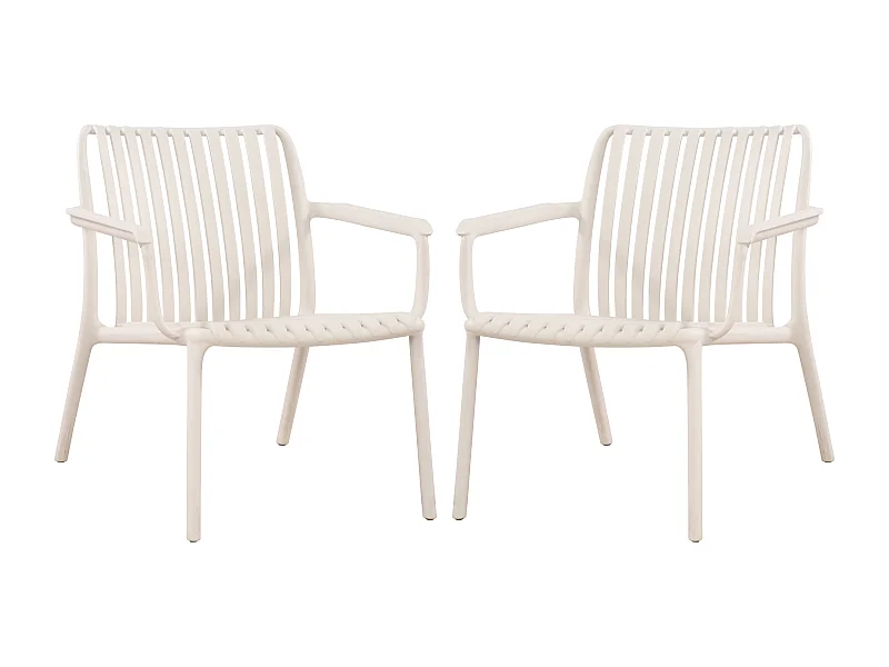 Lot de 2 fauteuils bas de jardin empilables en polypropylène - Beige - SESEH de MYLIA