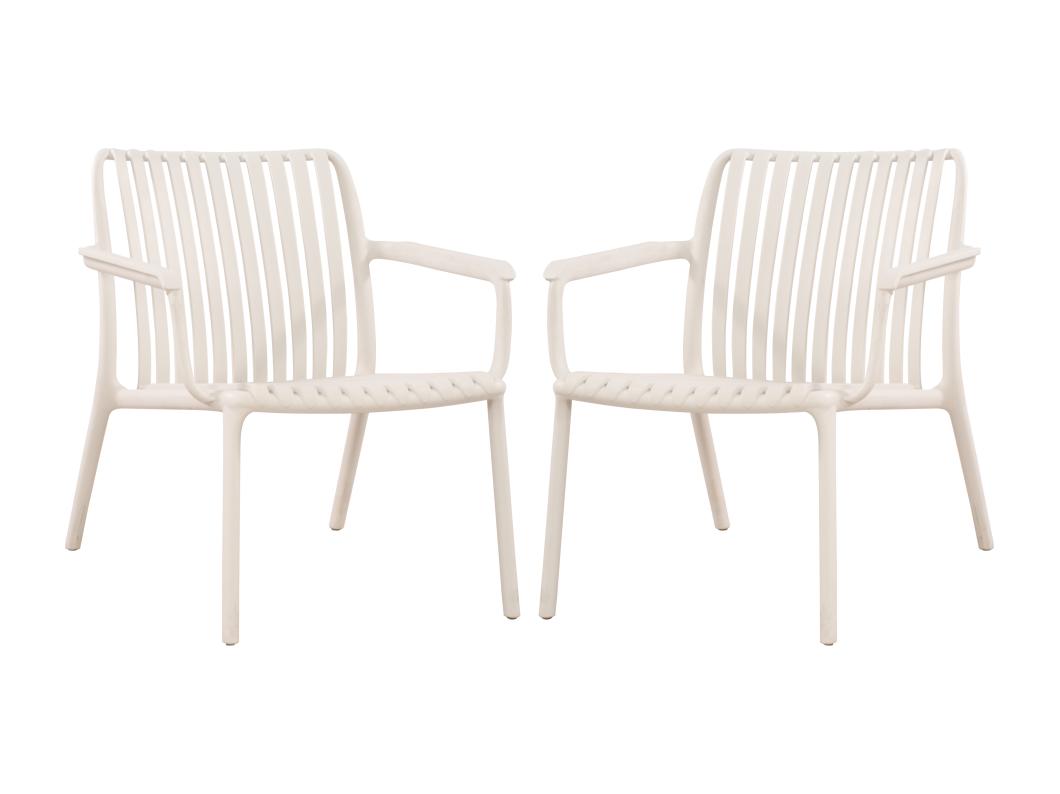 Lot de 2 fauteuils bas de jardin empilables en polypropylène - Beige - SESEH de MYLIA