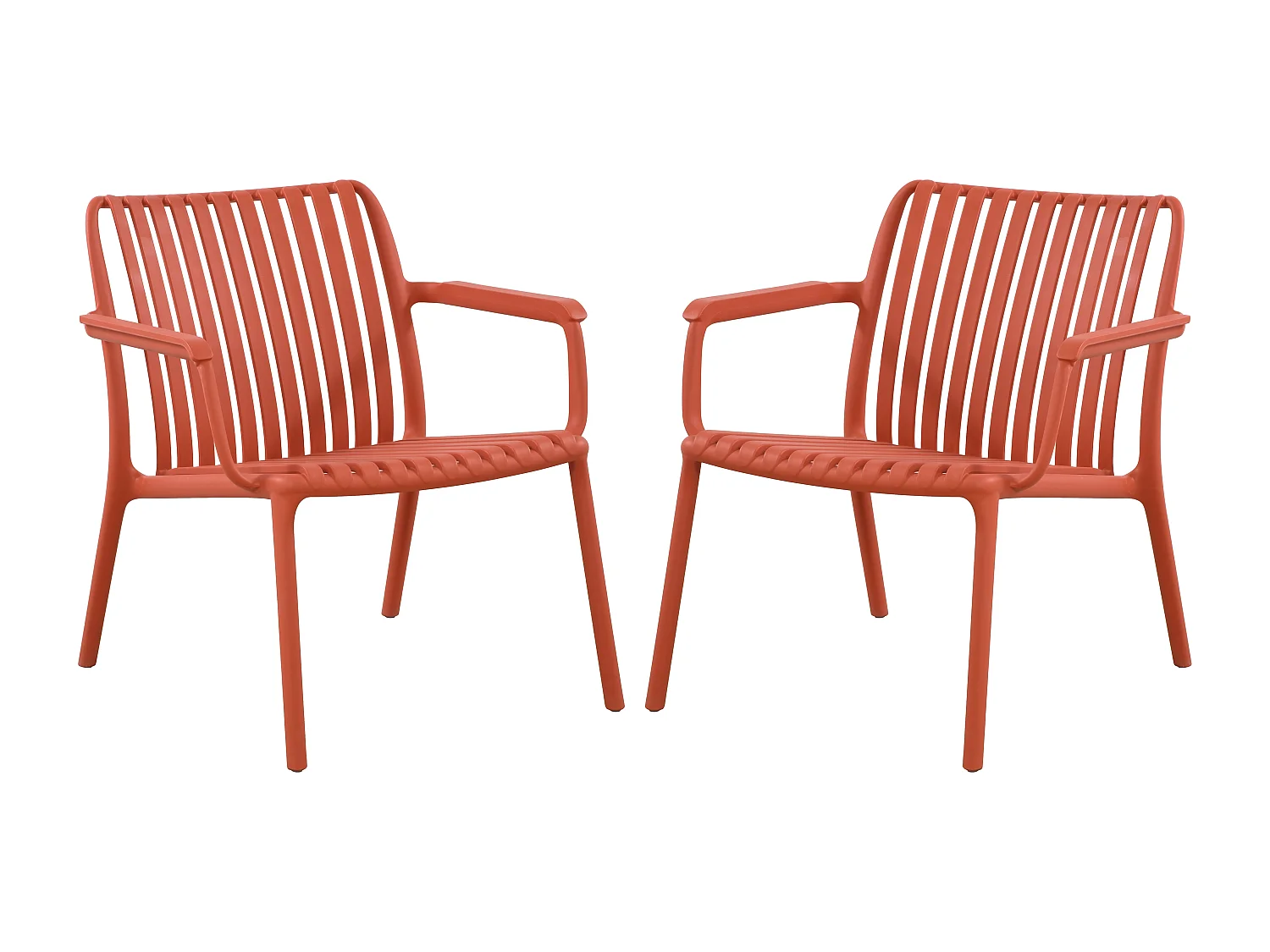 Poltrona basse da giardino impilabili in Polipropilene Rosso - Lotto di 2 - SESEH di MYLIA