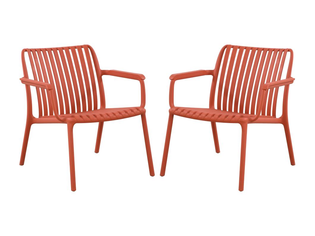 Lot de 2 fauteuils bas de jardin empilables en polypropylène - Rouge - SESEH de MYLIA
