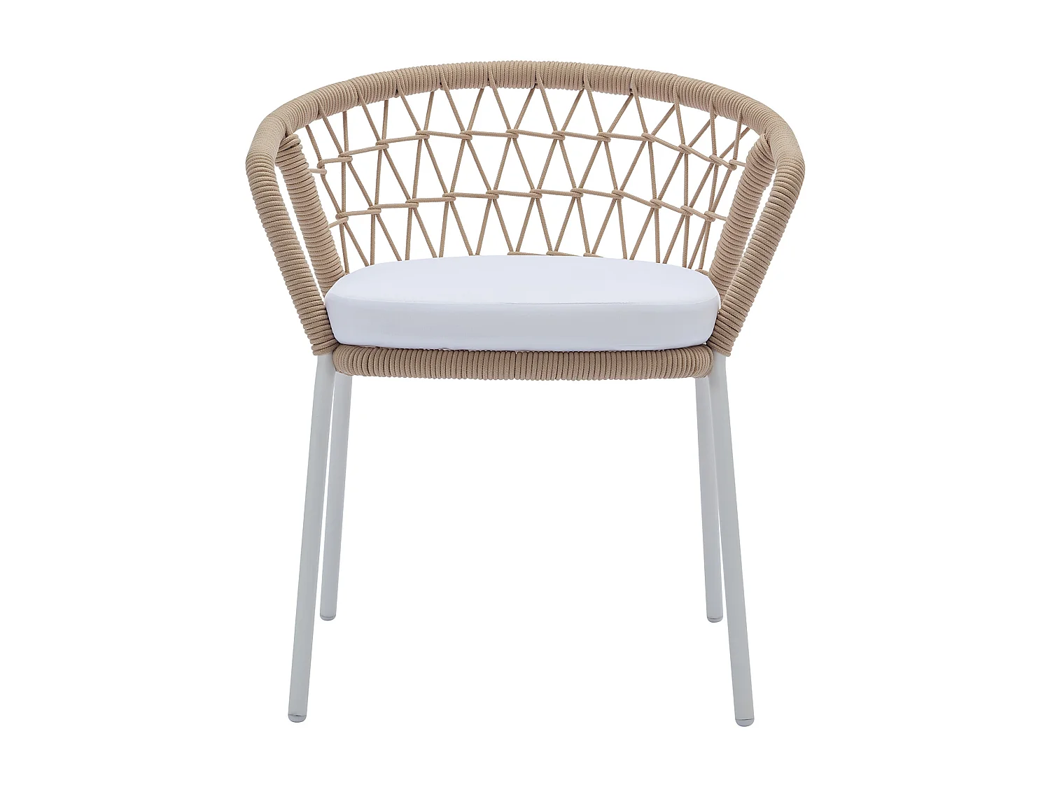 Gartensessel 2er Set - Metall & Seile - Beige & weißes Kissen - ZALLY von MYLIA