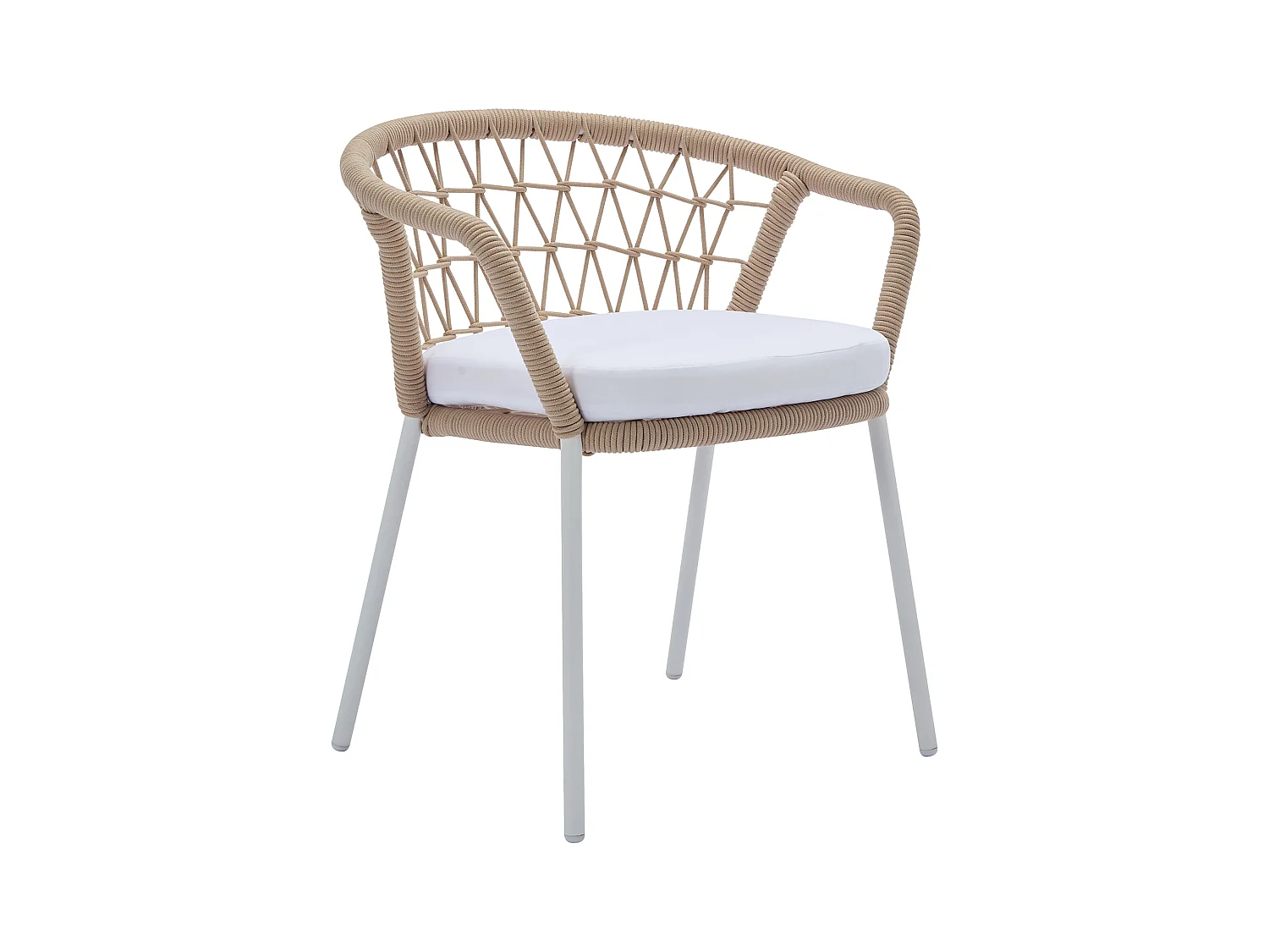 Gartensessel 2er Set - Metall & Seile - Beige & weißes Kissen - ZALLY von MYLIA