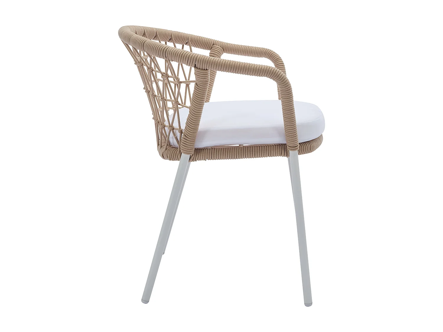 Lot de 2 fauteuils de jardin en métal et corde - Beige avec coussin blanc - ZALLY de MYLIA