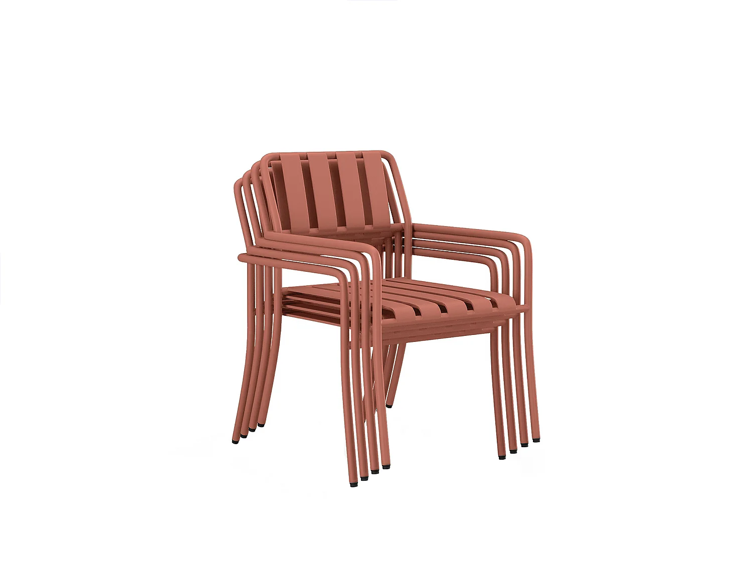 Set van 2 opstapelbare tuinfauteuils van metaal - Terracotta - BIRMOS van MYLIA