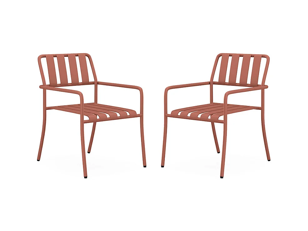 Lot de 2 fauteuils de jardin empilables en métal - Terracotta - BIRMOS de MYLIA
