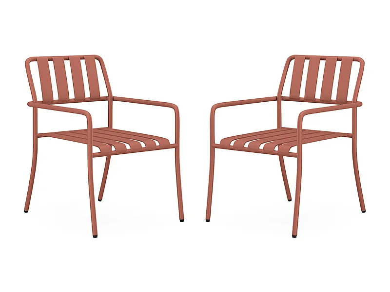 Lot de 2 fauteuils de jardin empilables en métal - Terracotta - BIRMOS de MYLIA