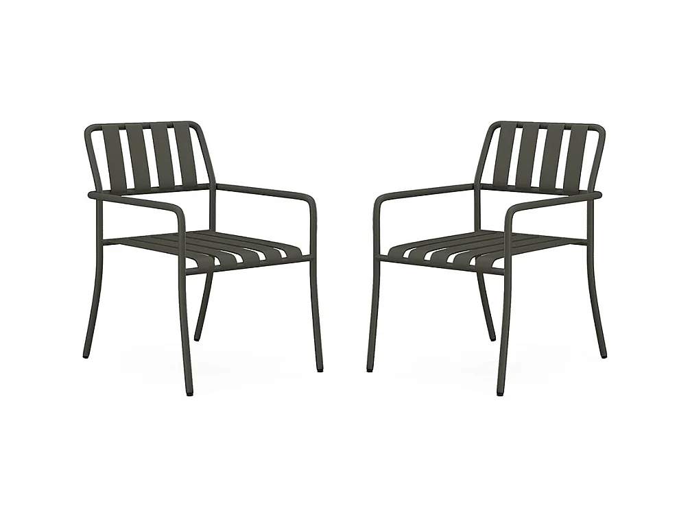 Lot de 2 fauteuils de jardin empilables en métal - Gris anthracite - BIRMOS de MYLIA