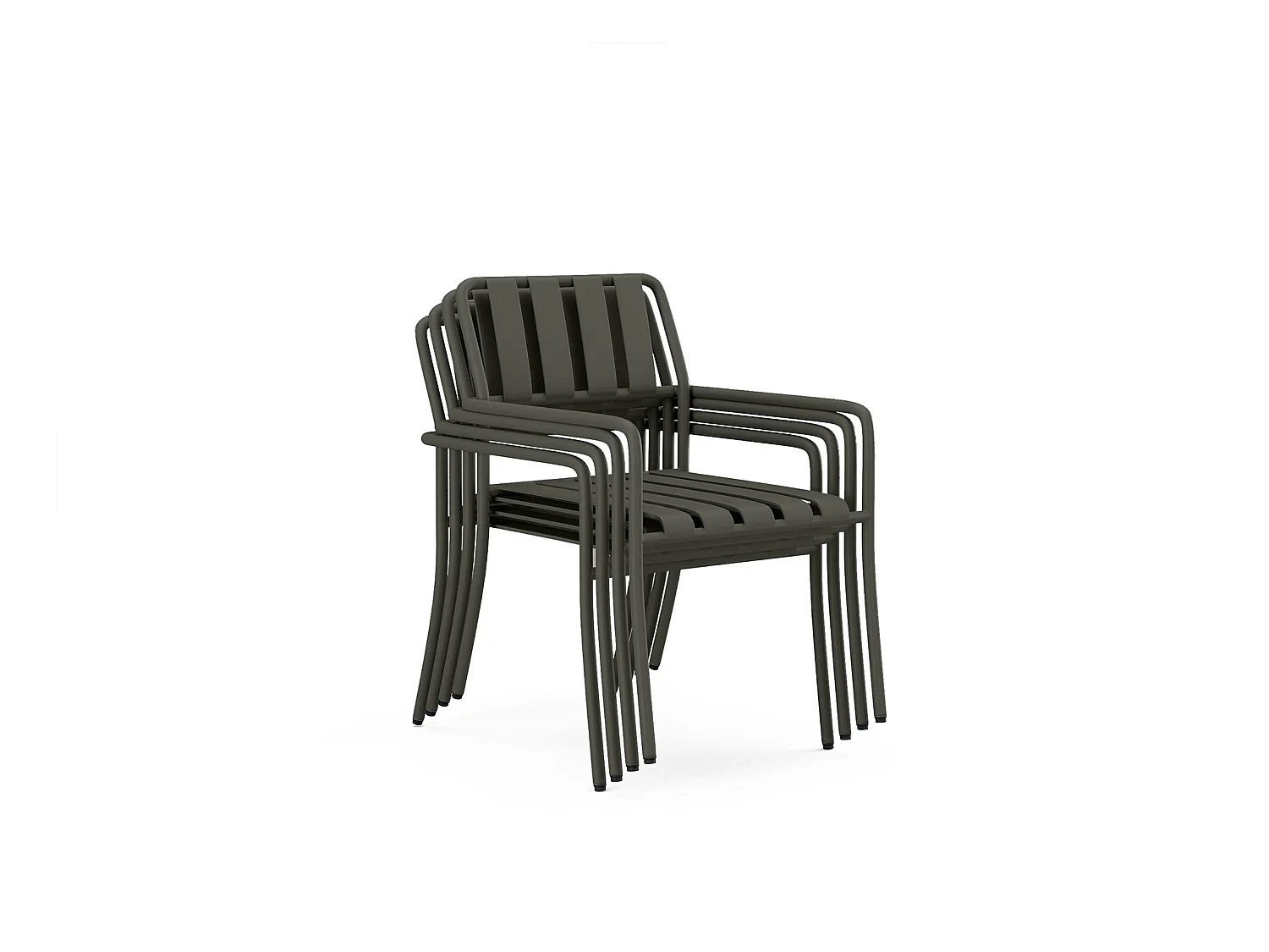 Lot de 2 fauteuils de jardin empilables en métal - Gris anthracite - BIRMOS de MYLIA