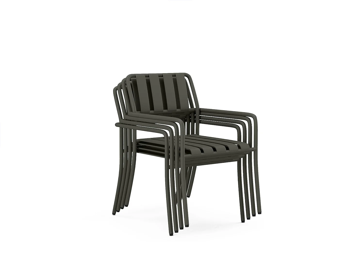 Lot de 2 fauteuils de jardin empilables en métal - Gris anthracite - BIRMOS de MYLIA