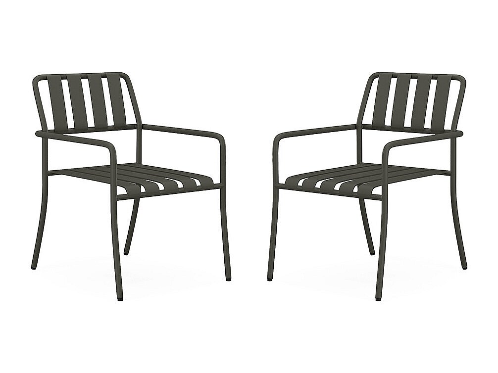 Vente-unique Gartensessel Stapelbar 2er-Set - Metall - Anthrazitgrau - Birmos Von Mylia