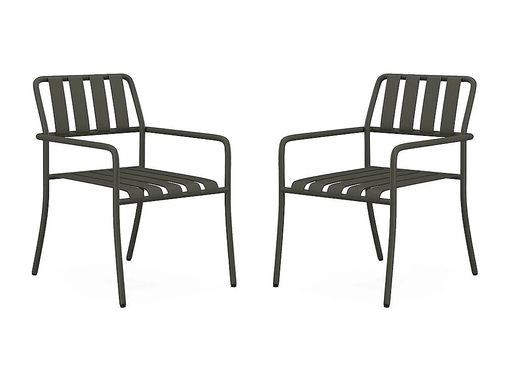 Lot de 2 fauteuils de jardin empilables en métal - Gris anthracite - BIRMOS de MYLIA