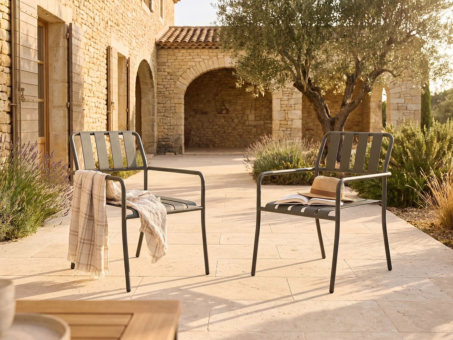 Gartensessel stapelbar 2er-Set - Metall - Anthrazitgrau - BIRMOS von MYLIA