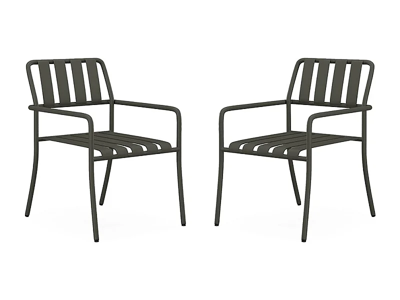 Gartensessel stapelbar 2er-Set - Metall - Anthrazitgrau - BIRMOS von MYLIA