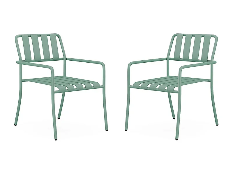 Lot de 2 fauteuils de jardin empilables en métal - Vert amande - BIRMOS de MYLIA