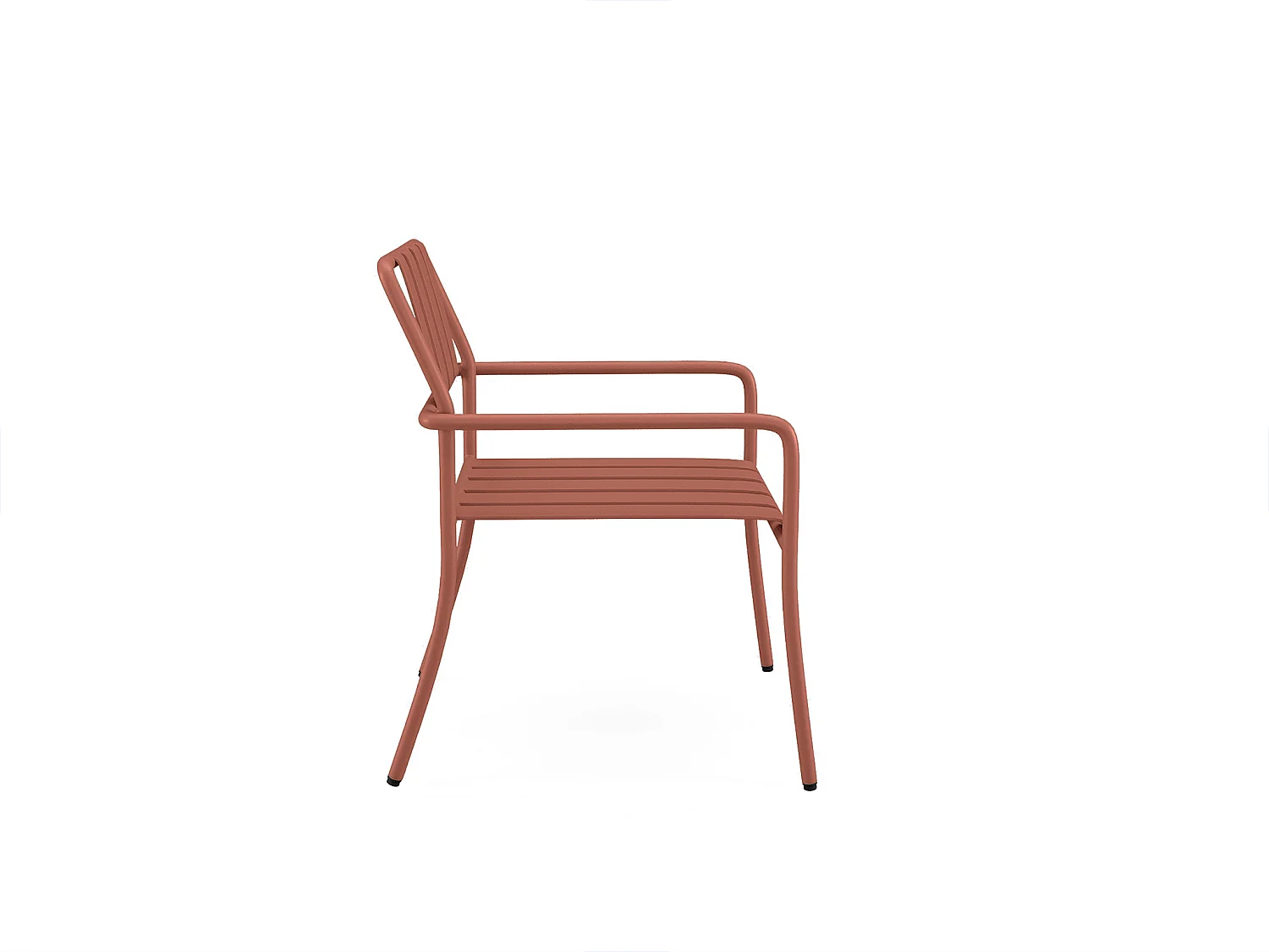 Tuineethoek van metaal: een tafel D160 cm en 6 fauteuils - Terracotta - BIRMOS van MYLIA