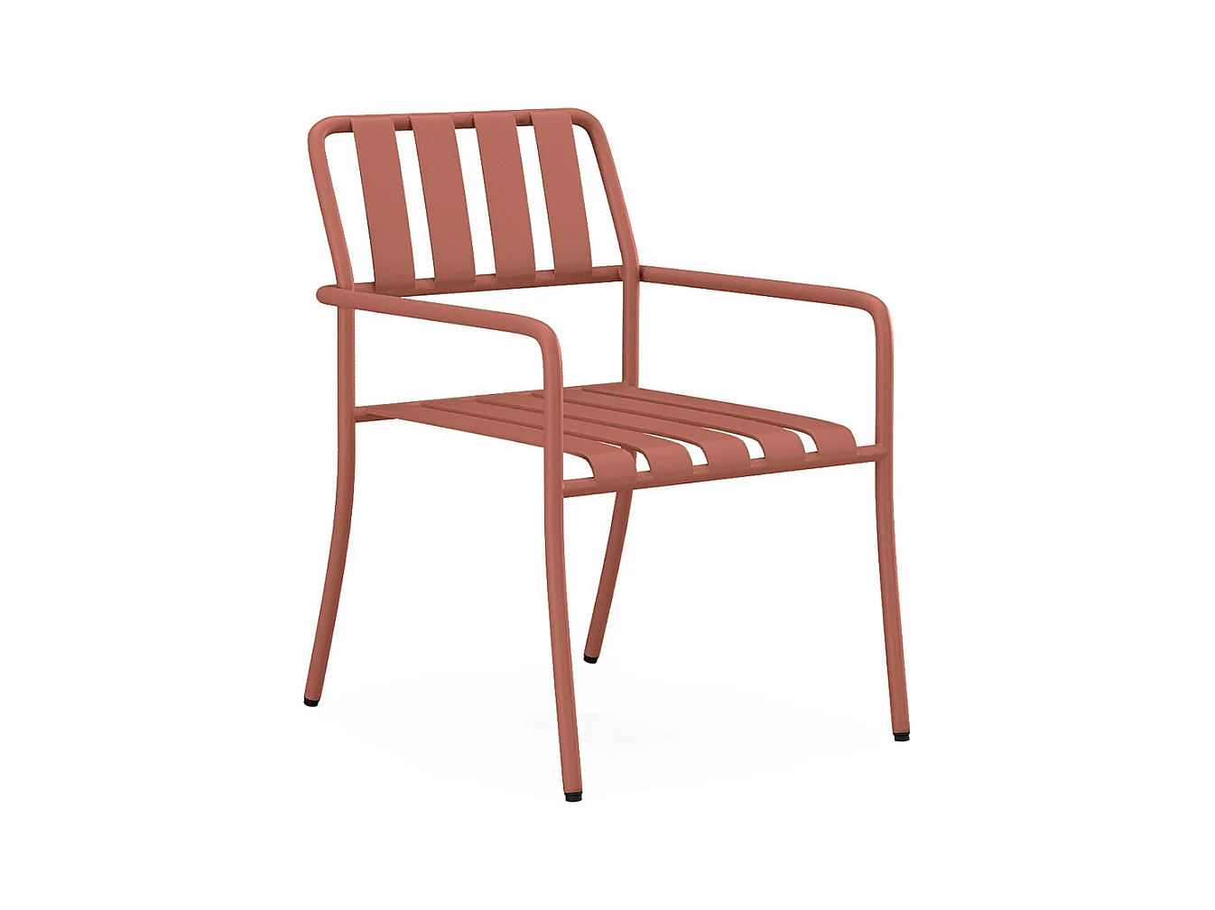Salle à manger de jardin en métal : la table L.160 cm et 6 fauteuils - Terracotta - BIRMOS de MYLIA