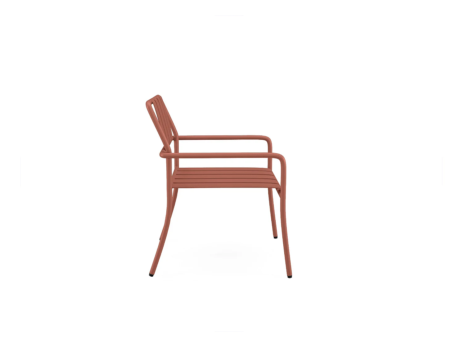 Salle à manger de jardin en métal : la table L.160 cm et 6 fauteuils - Terracotta - BIRMOS de MYLIA