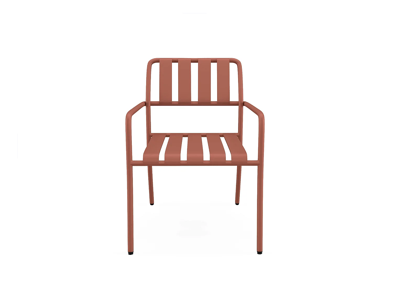 Salle à manger de jardin en métal : la table L.160 cm et 6 fauteuils - Terracotta - BIRMOS de MYLIA
