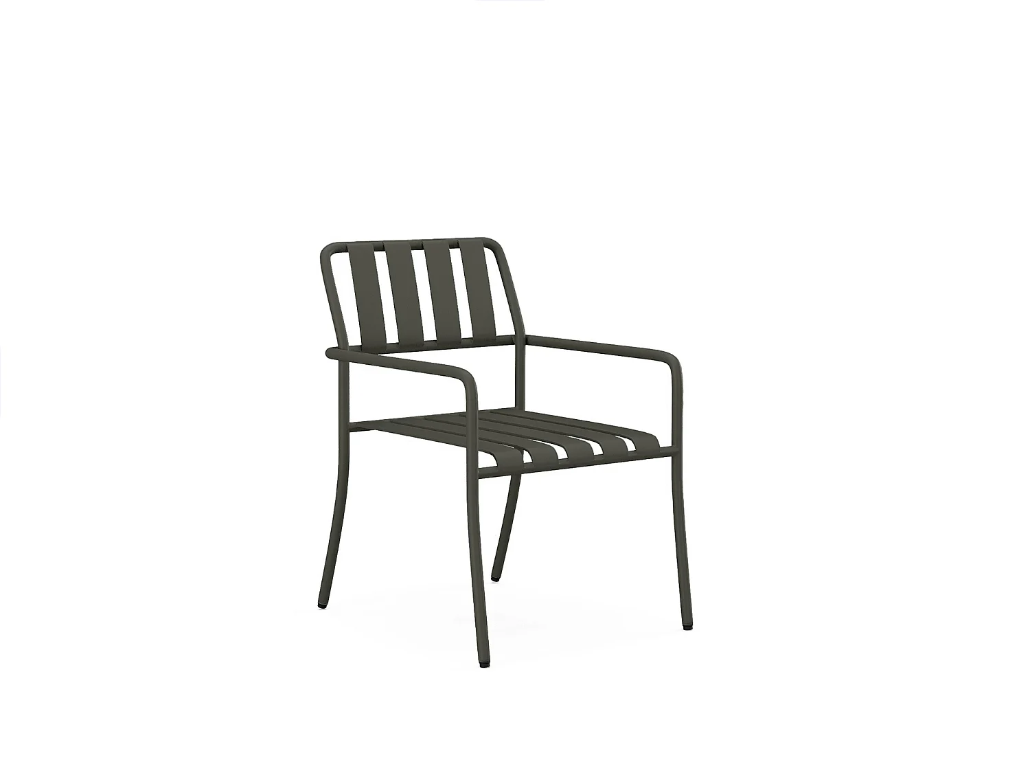 Salle à manger de jardin en métal : la table L.160 cm et 6 fauteuils empilables - Gris anthracite - BIRMOS de MYLIA