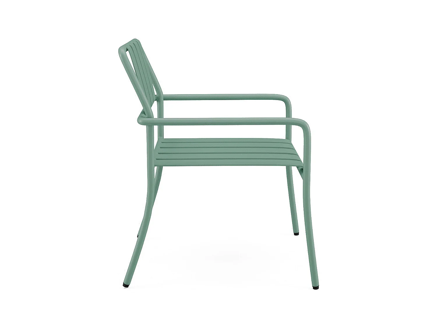 Salle à manger de jardin en métal : la table L.160 cm et 6 fauteuils - Vert amande - BIRMOS de MYLIA