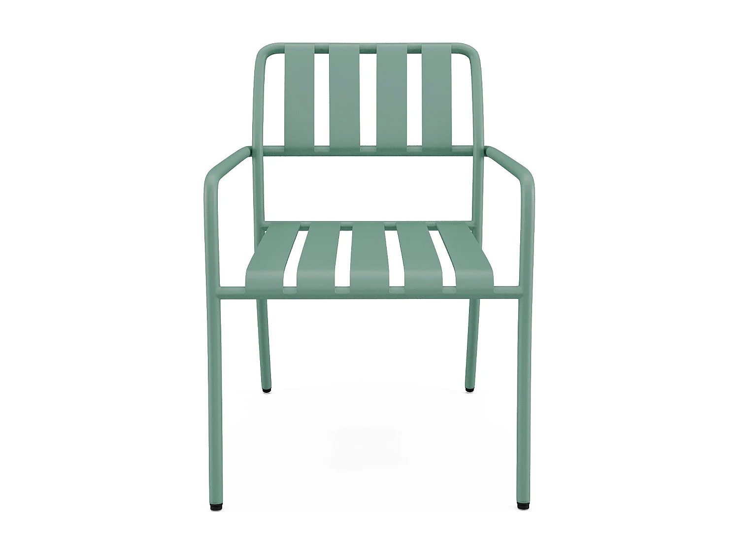 Salle à manger de jardin en métal : la table L.160 cm et 6 fauteuils - Vert amande - BIRMOS de MYLIA