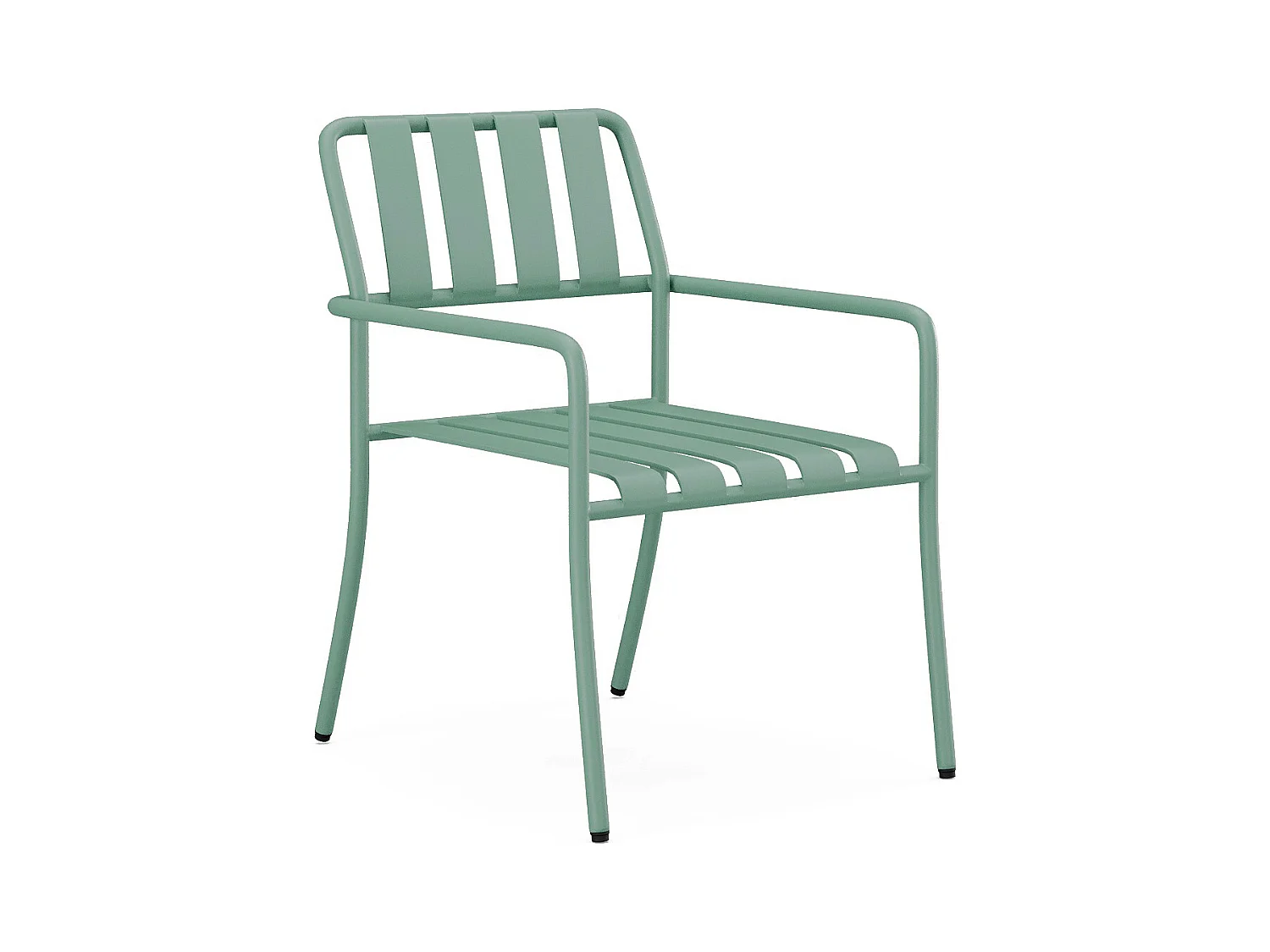 Conjunto de jantar de jardim metal: mesa C160 cm e 6 cadeirões verde amêndoa - BIRMOS de MYLIA