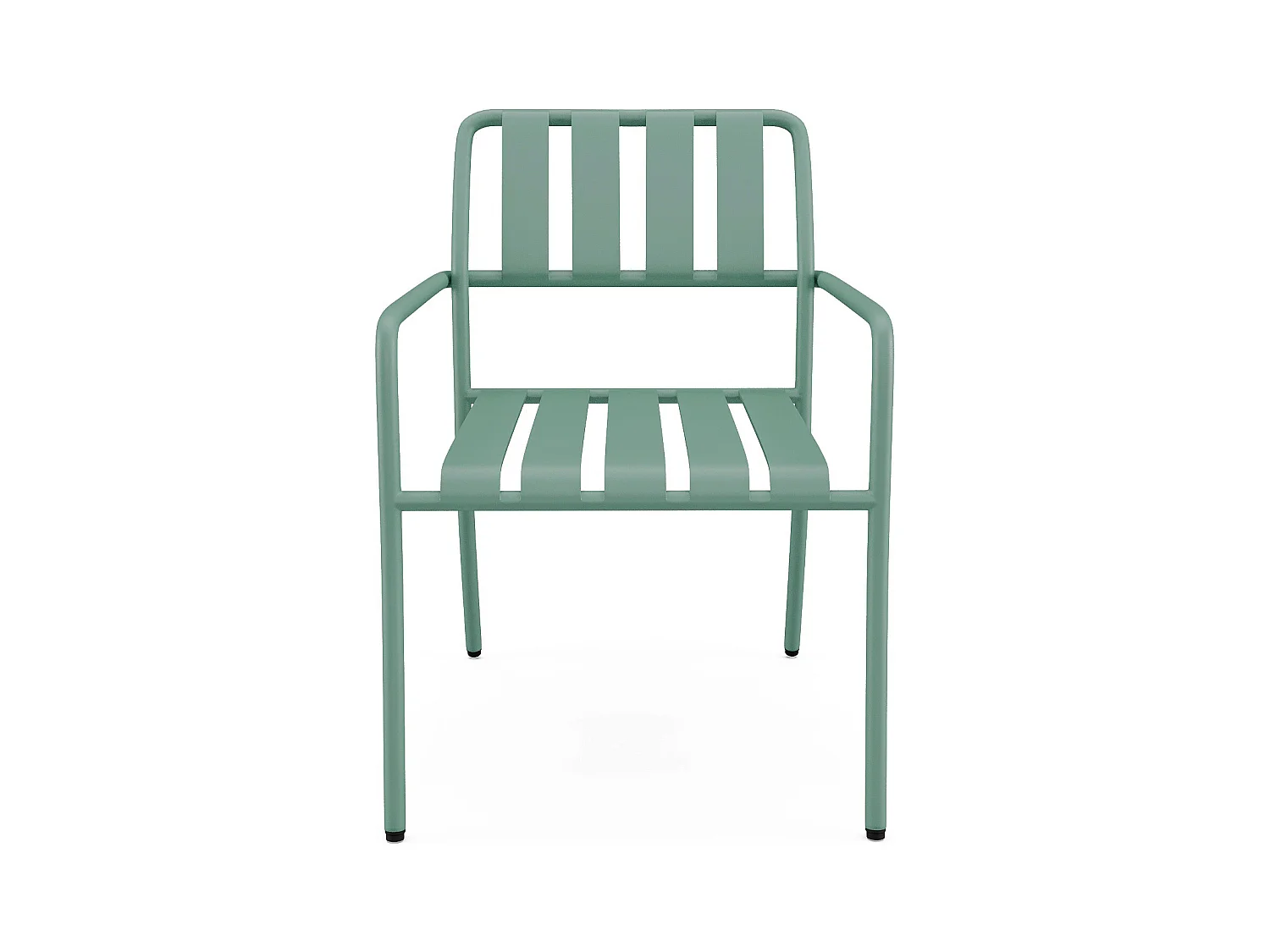 Conjunto de jantar de jardim metal: mesa C160 cm e 6 cadeirões verde amêndoa - BIRMOS de MYLIA