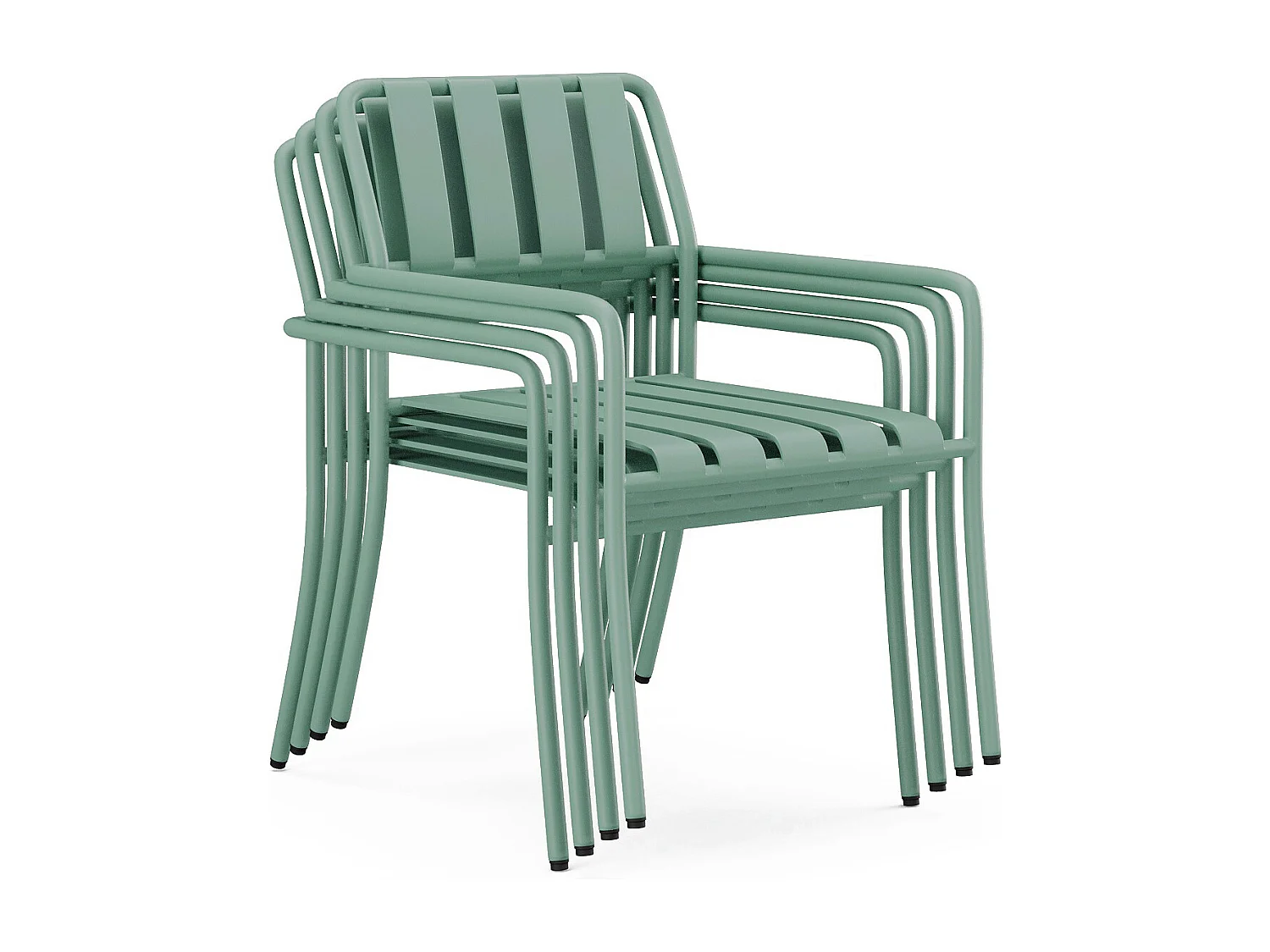 Sala da pranzo da giardino in Metallo: il tavolo L.160 cm e 6 poltrone Verde acqua - BIRMOS di MYLIA