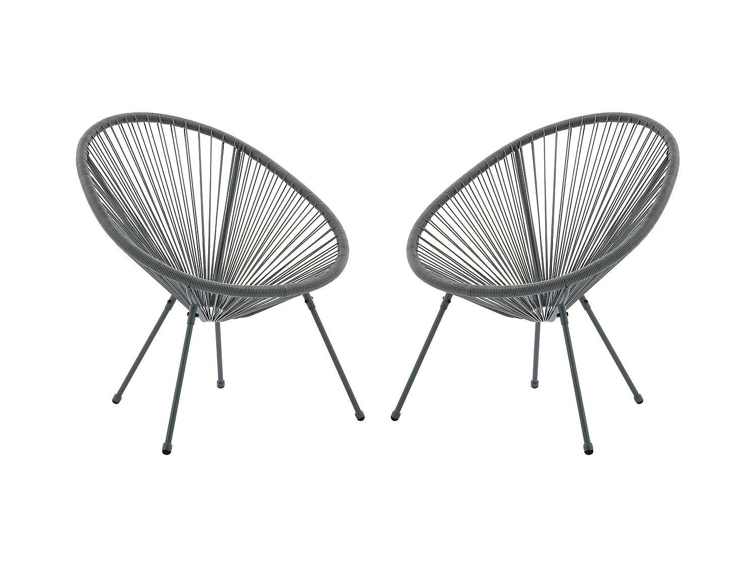 Lot de 2 fauteuils de jardin en fils de résine tressés - Gris anthracite - ALIOS III de MYLIA