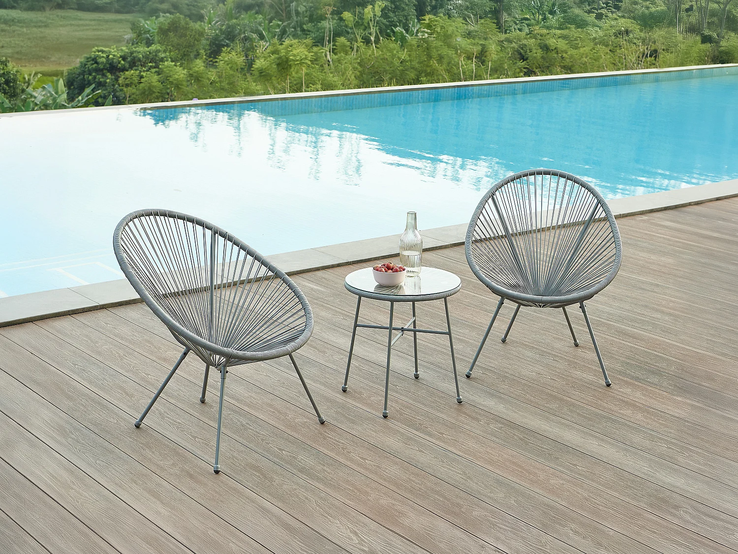 Conjunto de 2 sillones de jardín de hilo de resina trenzado - Gris antracita - ALIOS III de MYLIA