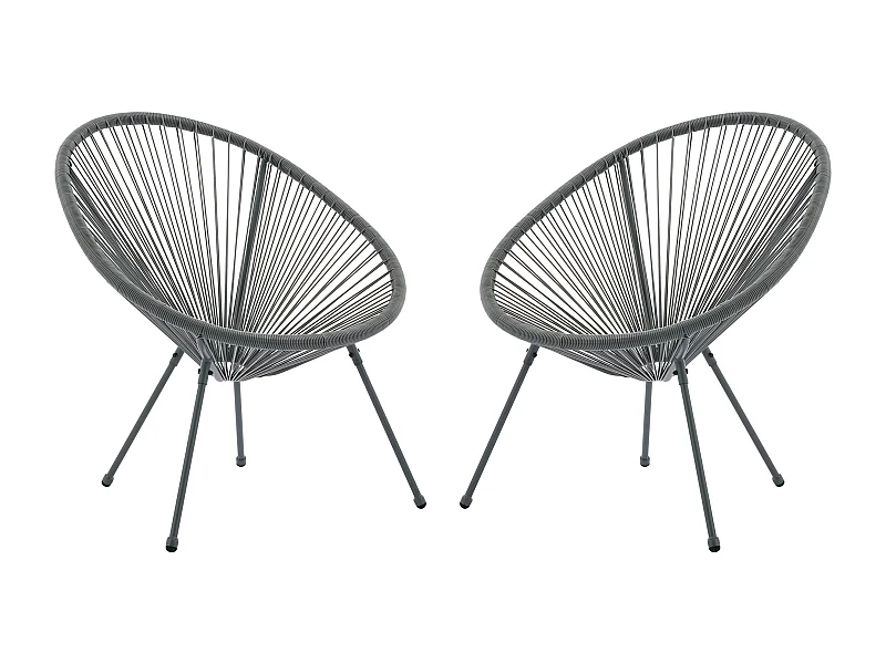 Lot de 2 fauteuils de jardin en fils de résine tressés - Gris anthracite - ALIOS III de MYLIA