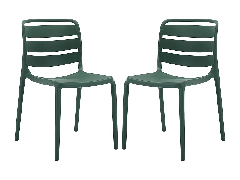 Gartenstuhl stapelbar 2er-Set - Polypropylen - Tannengrün - MOAH von MYLIA