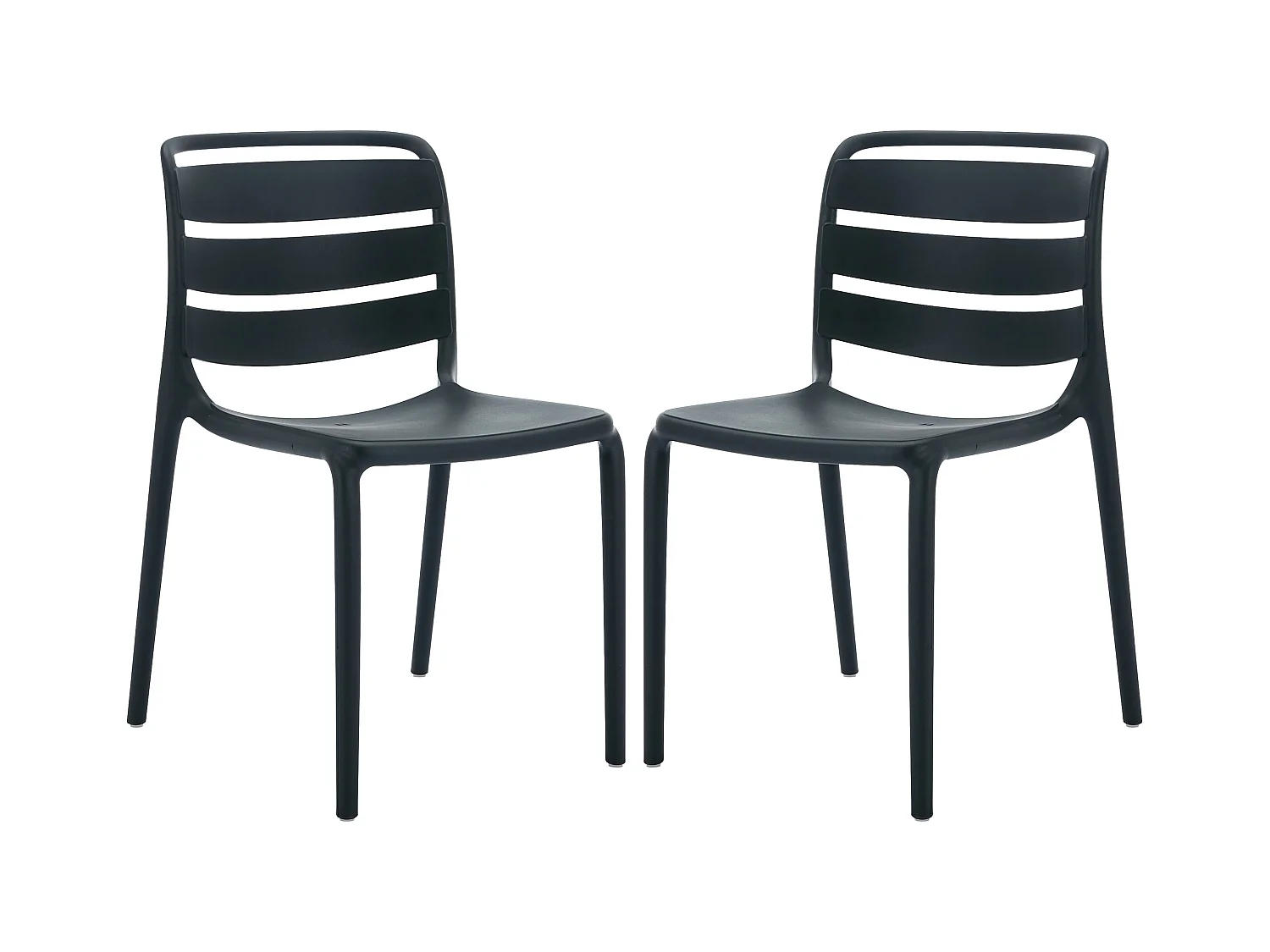 Lot de 2 chaises de jardin empilables en polypropylène - Noir - MOAH de MYLIA
