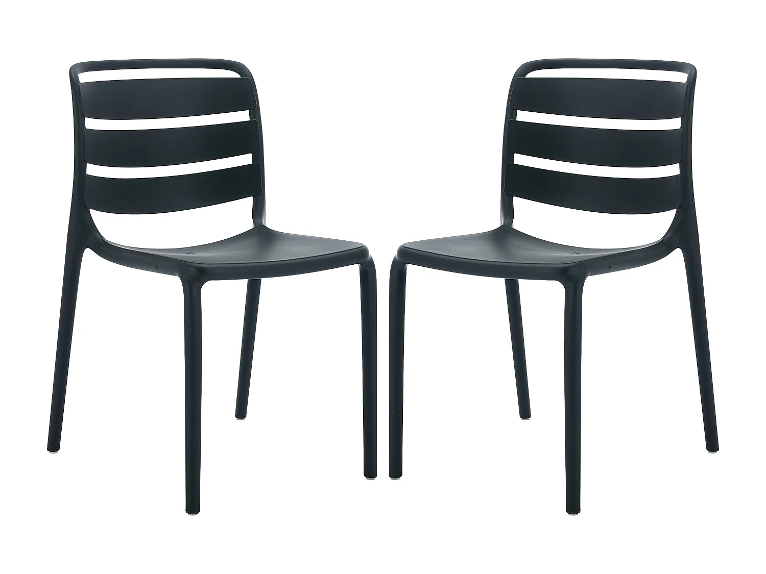 Lot de 2 chaises de jardin empilables en polypropylène - Noir - MOAH de MYLIA